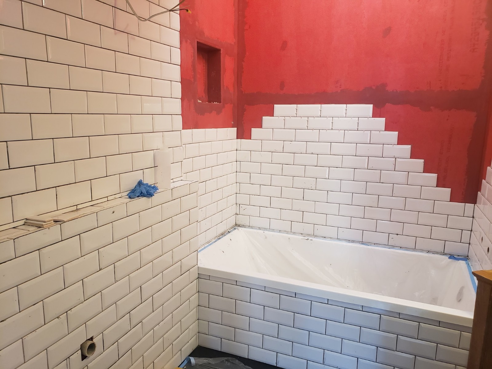 I Ll Never Do Beveled Subway Tile Again Red Chandelier House   20191013 134024 